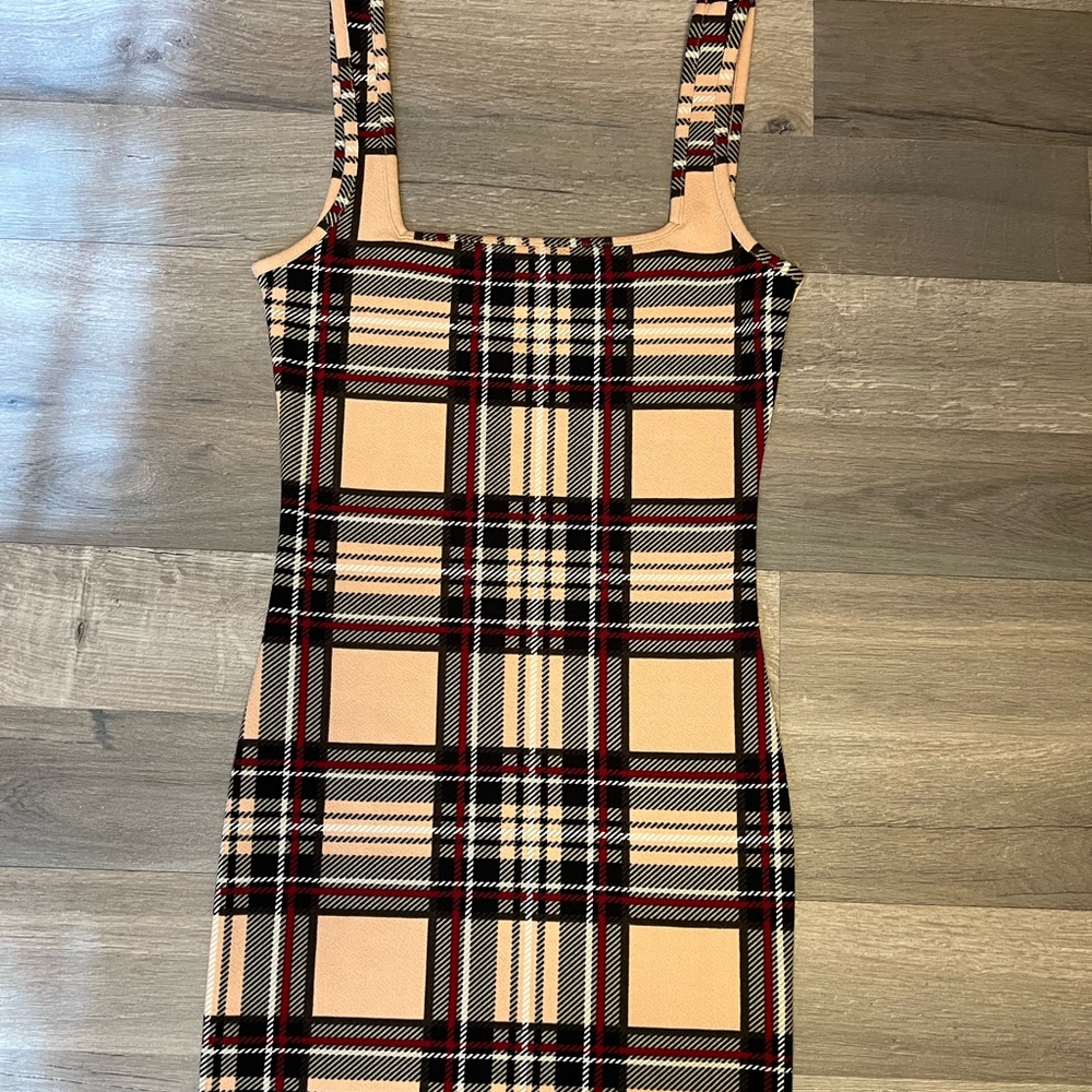 SHEIN Pink Plaid Mini Dress